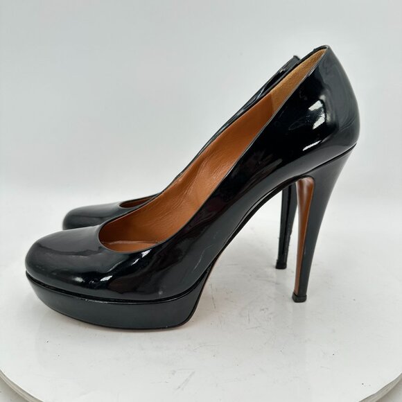 Gucci Shoes - Gucci Women EU 38 US 8 Black Patent Leather Platform Slip On Pump Heel Shoes